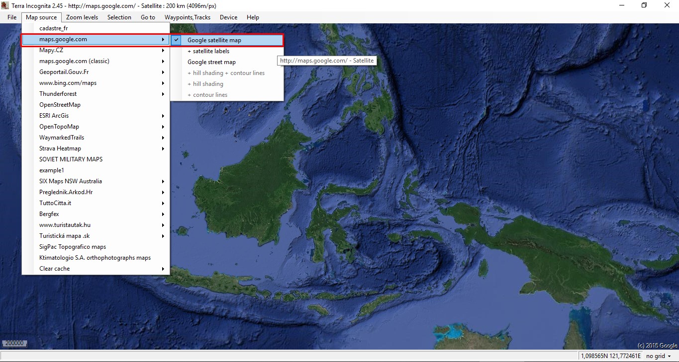 Pilih data Google Maps